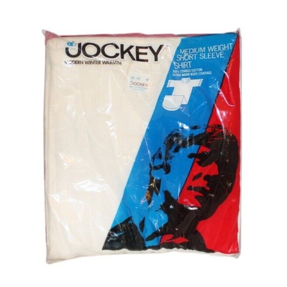 Vintage70s-80s Jockey Wide Ribbed Knit Cotton Short Sleeve T-shirt Size Med - Picture 3 of 3